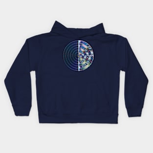 Record round in blue galaxy Kids Hoodie